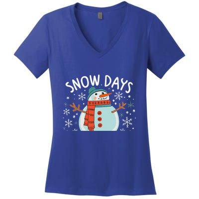 Snow Days Are The Best Snow Day Supporter Winter Snowman  Women's V-Neck T-Shirt