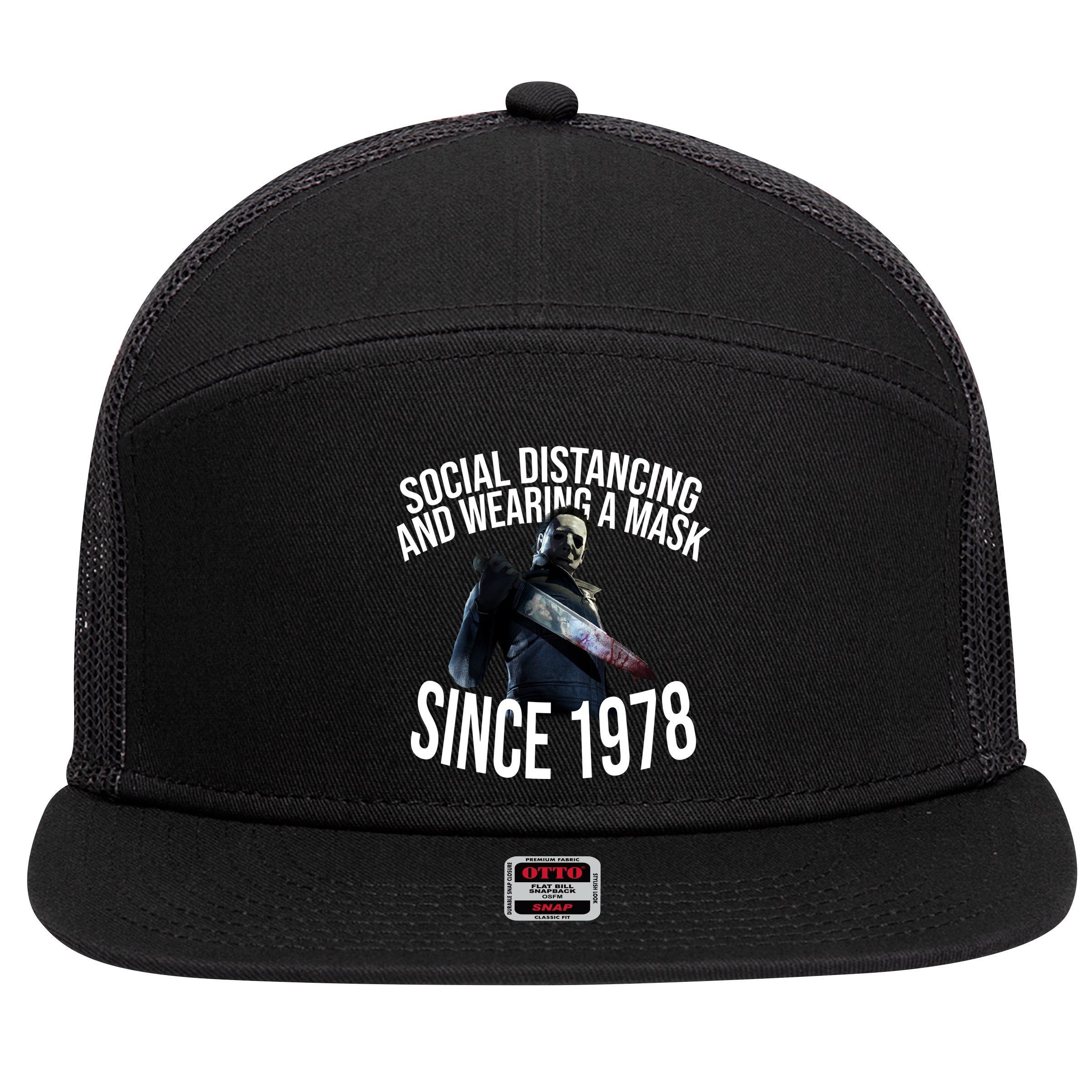 Social Distancing And Wearing A Mask Since 1978 7 Panel Mesh Trucker Snapback Hat