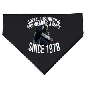 Social Distancing And Wearing A Mask Since 1978 USA-Made Doggie Bandana