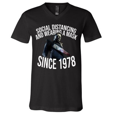 Social Distancing And Wearing A Mask Since 1978 V-Neck T-Shirt