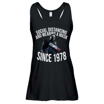 Social Distancing And Wearing A Mask Since 1978 Ladies Essential Flowy Tank
