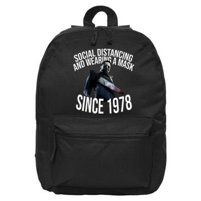 Social Distancing And Wearing A Mask Since 1978 16 in Basic Backpack