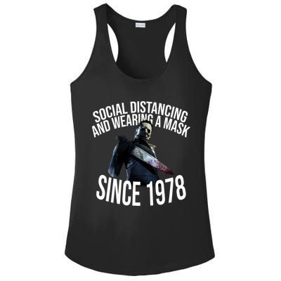 Social Distancing And Wearing A Mask Since 1978 Ladies PosiCharge Competitor Racerback Tank