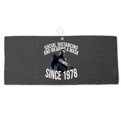 Social Distancing And Wearing A Mask Since 1978 Large Microfiber Waffle Golf Towel