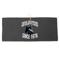 Social Distancing And Wearing A Mask Since 1978 Large Microfiber Waffle Golf Towel