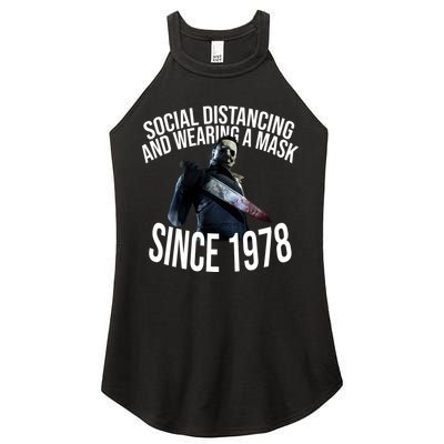 Social Distancing And Wearing A Mask Since 1978 Women's Perfect Tri Rocker Tank