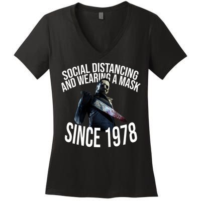 Social Distancing And Wearing A Mask Since 1978 Women's V-Neck T-Shirt
