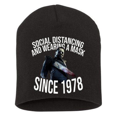 Social Distancing And Wearing A Mask Since 1978 Short Acrylic Beanie