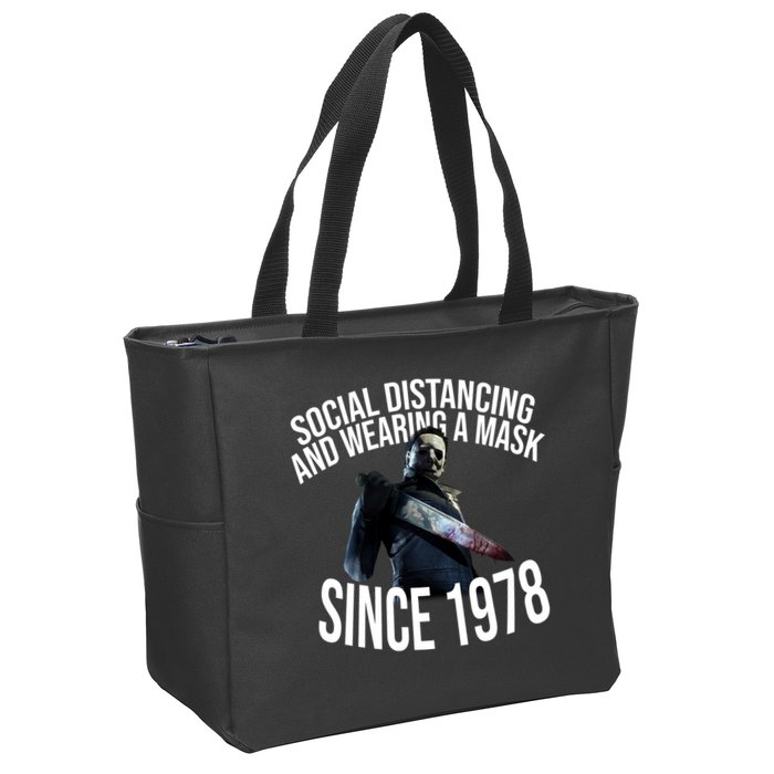 Social Distancing And Wearing A Mask Since 1978 Zip Tote Bag
