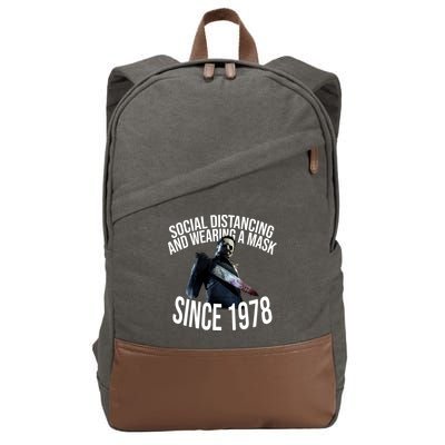 Social Distancing And Wearing A Mask Since 1978 Cotton Canvas Backpack