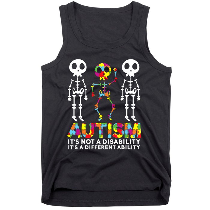 Skull Dance Autism Awareness Mom Dad Autism Tank Top