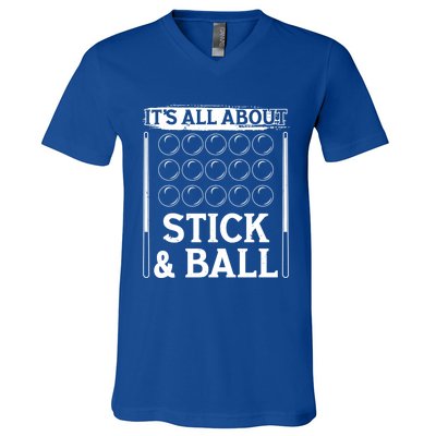 Snooker Dult All About Stick And Ball Billiards Gift V-Neck T-Shirt