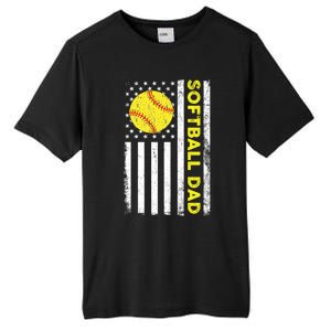 Softball Dad American Flag Fathers Day Cool Gift Tall Fusion ChromaSoft Performance T-Shirt