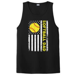 Softball Dad American Flag Fathers Day Cool Gift PosiCharge Competitor Tank