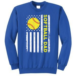 Softball Dad American Flag Fathers Day Cool Gift Sweatshirt