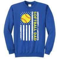 Softball Dad American Flag Fathers Day Cool Gift Sweatshirt