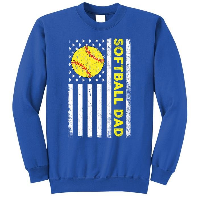 Softball Dad American Flag Fathers Day Cool Gift Sweatshirt