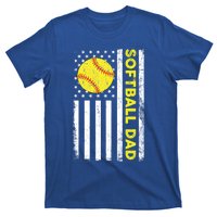 Softball Dad American Flag Fathers Day Cool Gift T-Shirt