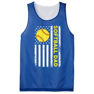 Softball Dad American Flag Fathers Day Cool Gift Mesh Reversible Basketball Jersey Tank