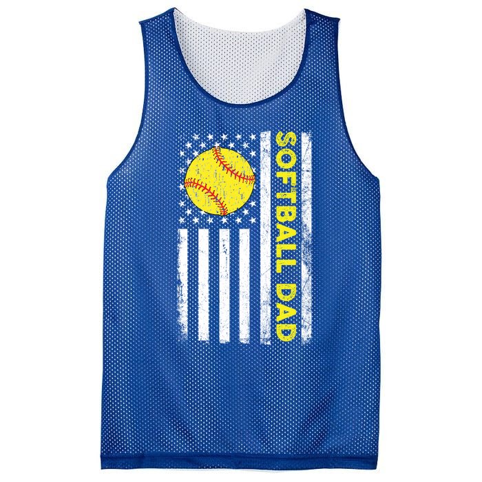 Softball Dad American Flag Fathers Day Cool Gift Mesh Reversible Basketball Jersey Tank