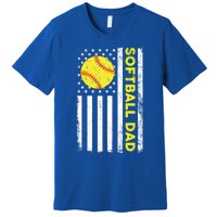 Softball Dad American Flag Fathers Day Cool Gift Premium T-Shirt