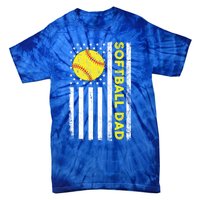 Softball Dad American Flag Fathers Day Cool Gift Tie-Dye T-Shirt