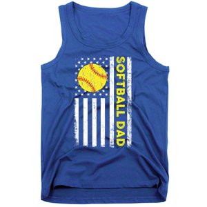 Softball Dad American Flag Fathers Day Cool Gift Tank Top