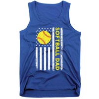 Softball Dad American Flag Fathers Day Cool Gift Tank Top