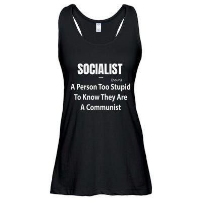 Socialist Definition A Person Too Stupid To Know They Are Ladies Essential Flowy Tank