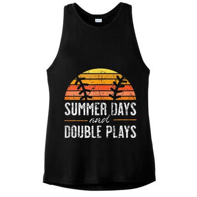 Summer Days and Double Plays Baseball Player Retro Vintage Ladies PosiCharge Tri-Blend Wicking Tank