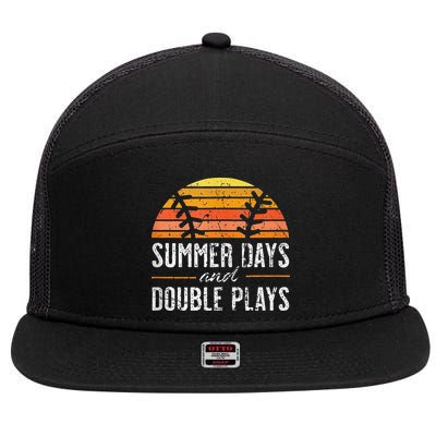 Summer Days and Double Plays Baseball Player Retro Vintage 7 Panel Mesh Trucker Snapback Hat