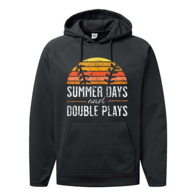 Summer Days and Double Plays Baseball Player Retro Vintage Performance Fleece Hoodie