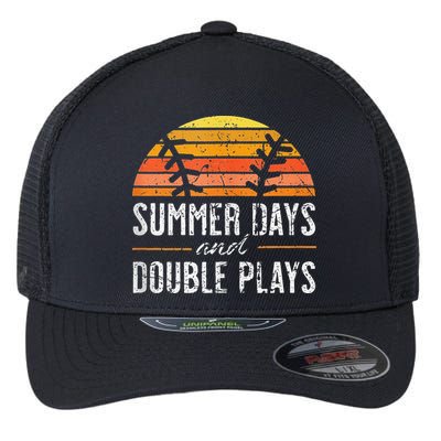 Summer Days and Double Plays Baseball Player Retro Vintage Flexfit Unipanel Trucker Cap