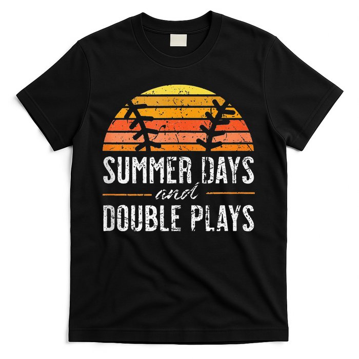 Summer Days and Double Plays Baseball Player Retro Vintage T-Shirt