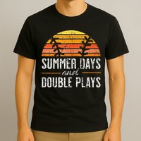 Summer Days and Double Plays Baseball Player Retro Vintage T-Shirt
