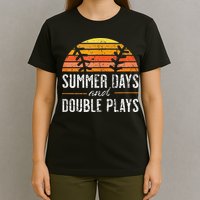 Summer Days and Double Plays Baseball Player Retro Vintage T-Shirt