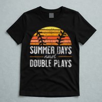 Summer Days and Double Plays Baseball Player Retro Vintage T-Shirt