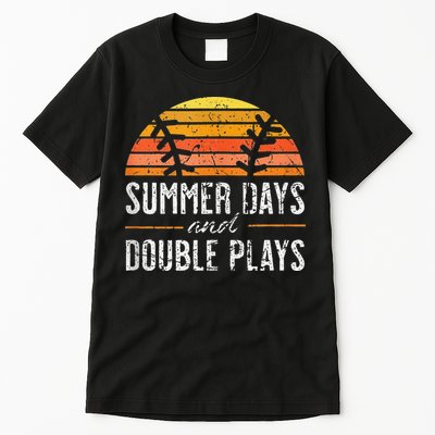 Summer Days and Double Plays Baseball Player Retro Vintage Tall T-Shirt