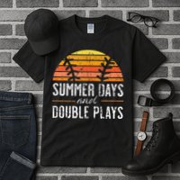 Summer Days and Double Plays Baseball Player Retro Vintage Tall T-Shirt