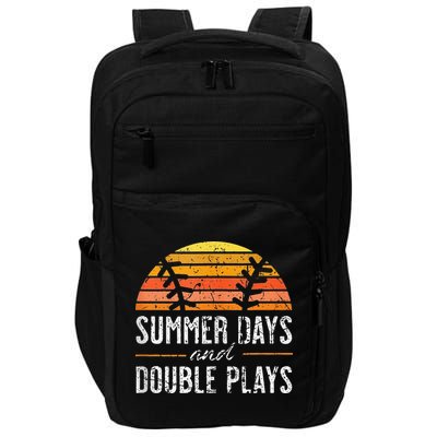 Summer Days and Double Plays Baseball Player Retro Vintage Impact Tech Backpack