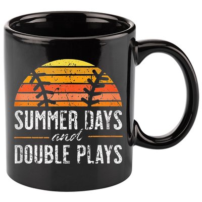 Summer Days and Double Plays Baseball Player Retro Vintage 11oz C Handle Ceramic Mug