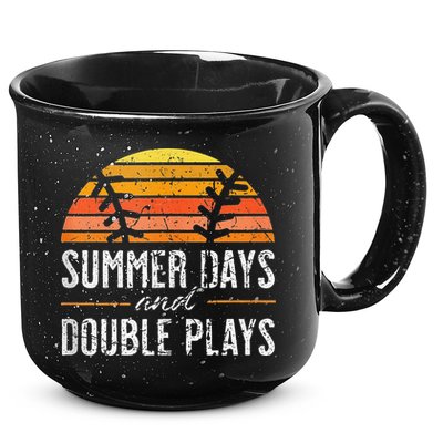Summer Days and Double Plays Baseball Player Retro Vintage 15oz Campfire Ceramic Mug