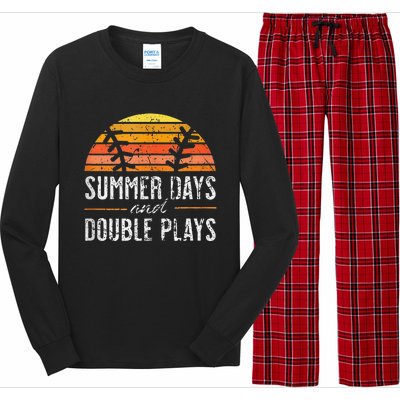 Summer Days and Double Plays Baseball Player Retro Vintage Long Sleeve Pajama Set