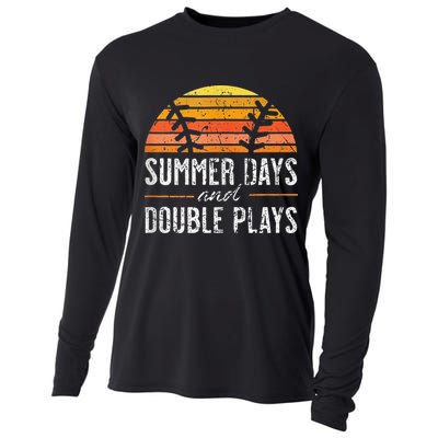 Summer Days and Double Plays Baseball Player Retro Vintage Cooling Performance Long Sleeve Crew