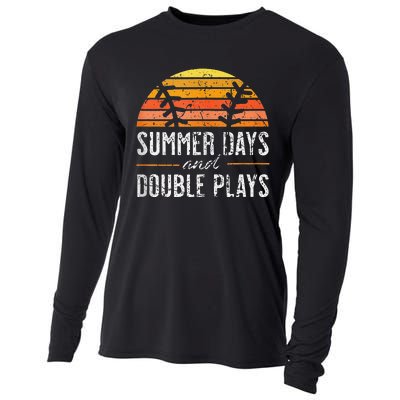 Summer Days and Double Plays Baseball Player Retro Vintage Cooling Performance Long Sleeve Crew