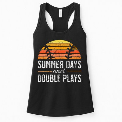 Summer Days and Double Plays Baseball Player Retro Vintage Womens Tank Top