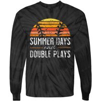 Summer Days and Double Plays Baseball Player Retro Vintage Tie-Dye Long Sleeve Shirt