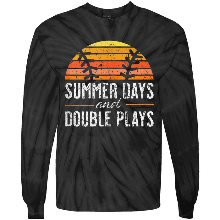 Summer Days and Double Plays Baseball Player Retro Vintage Tie-Dye Long Sleeve Shirt