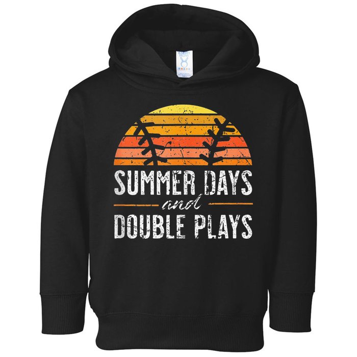Summer Days and Double Plays Baseball Player Retro Vintage Toddler Hoodie
