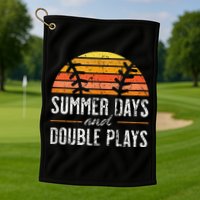 Summer Days and Double Plays Baseball Player Retro Vintage Golf Towel